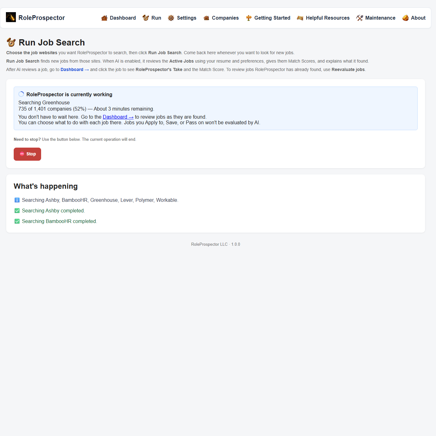 RoleProspector screenshot 2