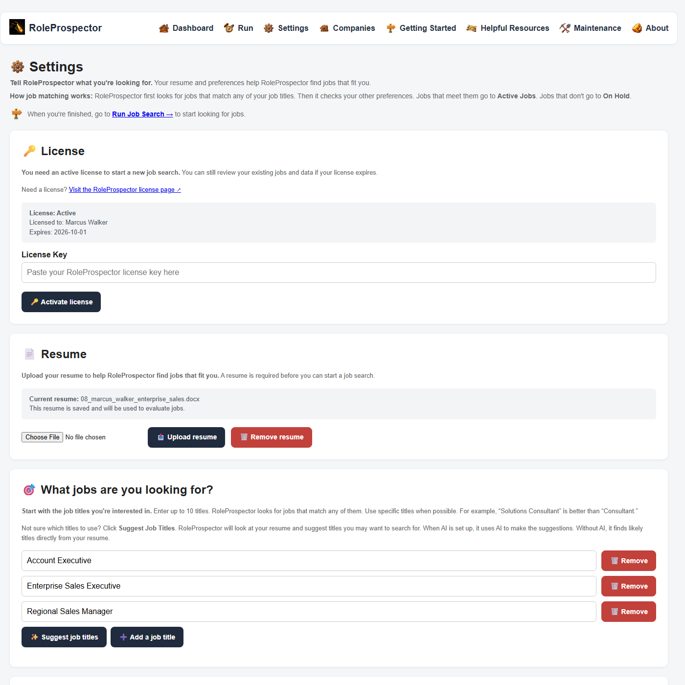 RoleProspector screenshot 1